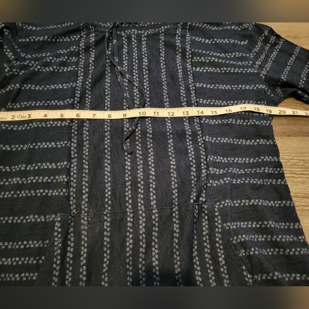 J. Jill PureJill Indigo Blue Dot Stripe Hooded Lightweight Cotton Pullover Med. - Picture 9 of 9